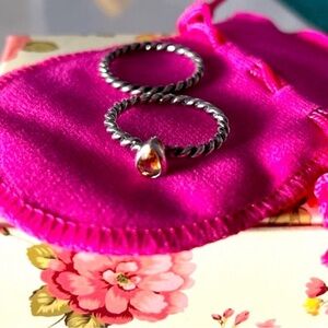 Vintage 2 Pc Rings Set Sterlin Silver and Citrin Sz 9